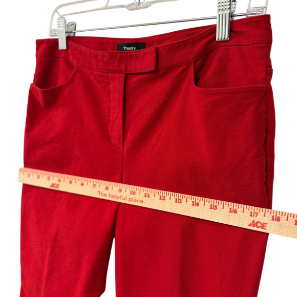 Theory 4 High Rise $298. Moleskin Twill Trousers Cotton Pants Cropped Red - Picture 7 of 10